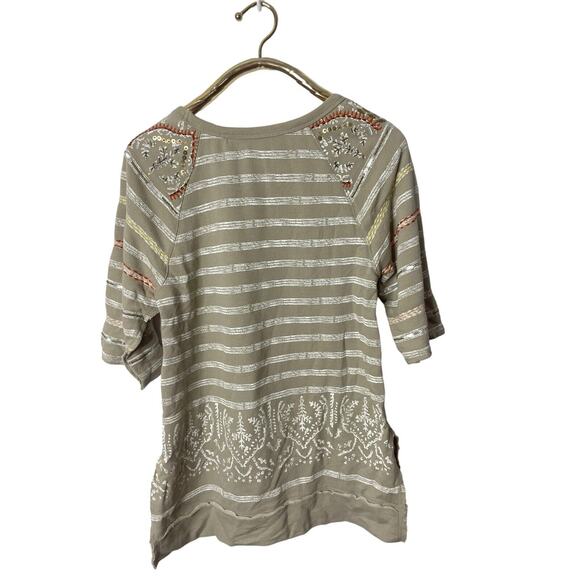 Soft Surroundings womens size XS gray striped beaded sweater - Picture 2 of 3